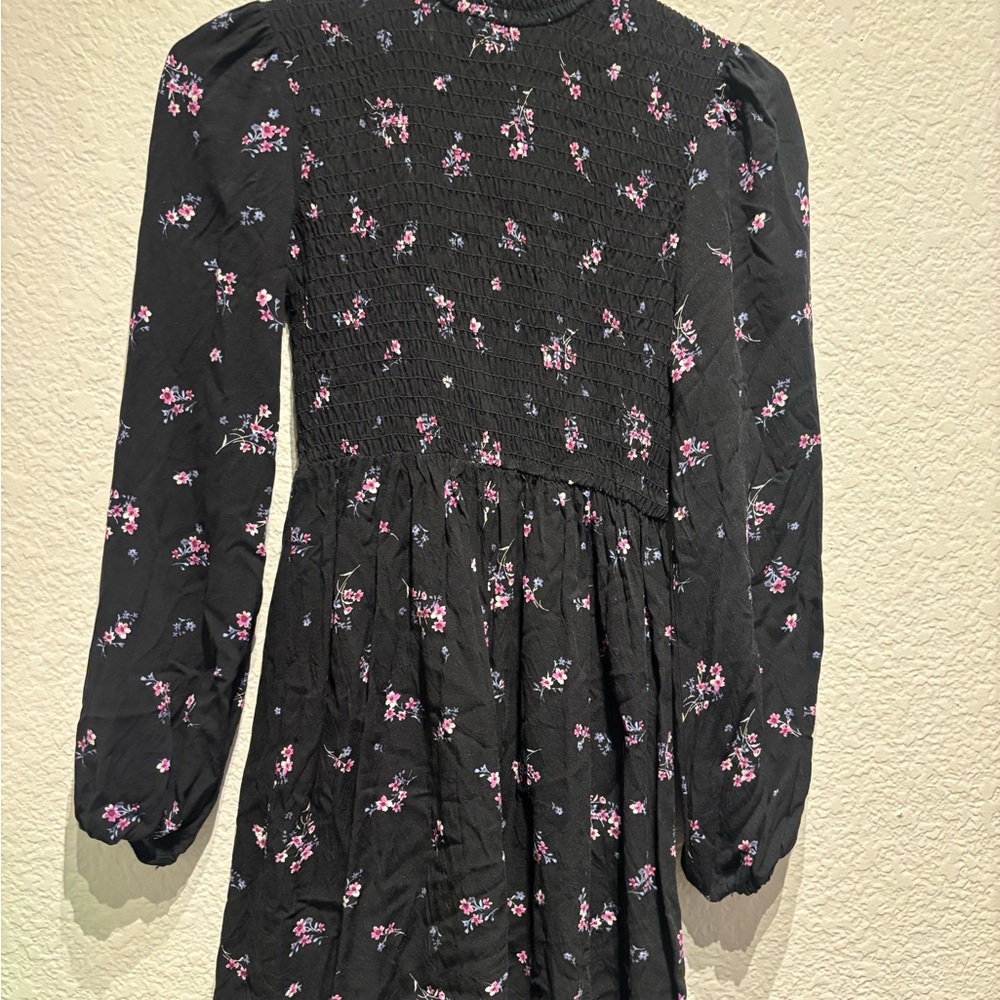 Wild Fable Black Floral Smocked Dress